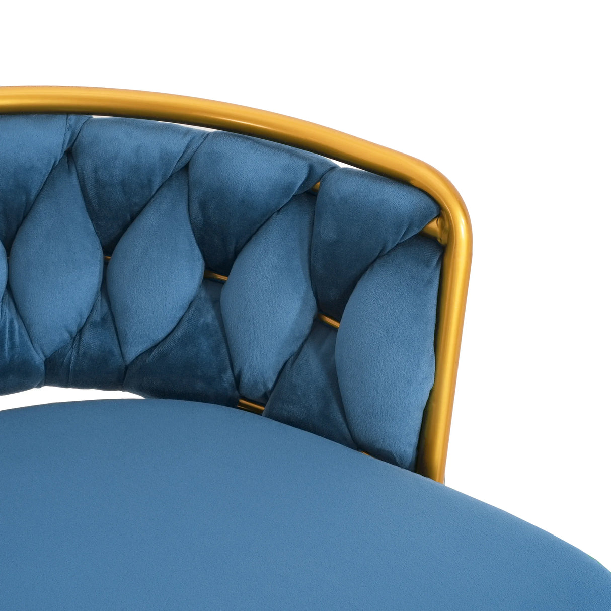 Counter Height Bar Stools Pair Tufted Gold Frame Blue - Furniture Home Direct
