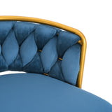 Counter Height Bar Stools Pair Tufted Gold Frame Blue - Furniture Home Direct