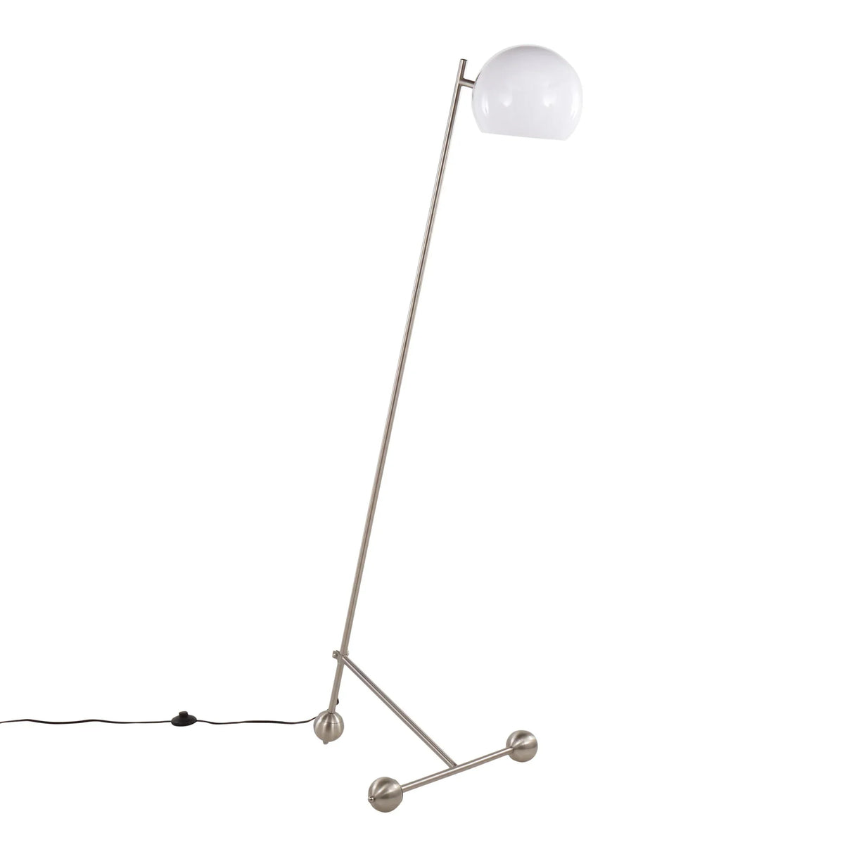 Eileen - Contemporary Floor Lamp - Nickel / White - Furniture Home Direct