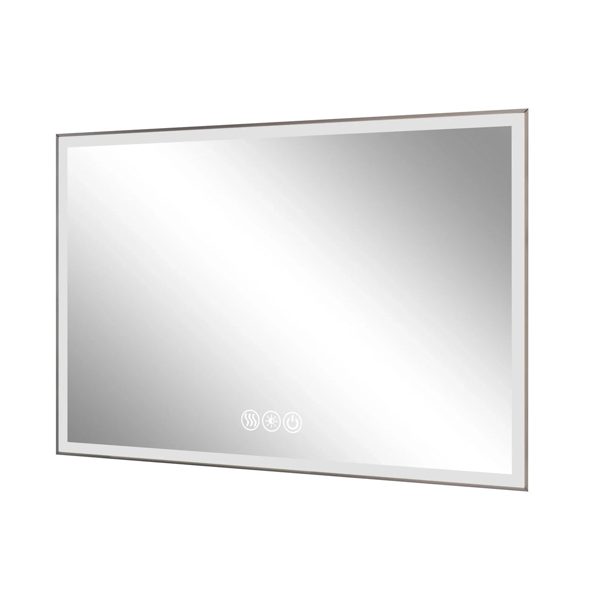 Modern LED Bathroom Vanity Mirror With Aluminum Frame, 45° Beveled Lights, Anti Fog - Silver - Furniture Home Direct