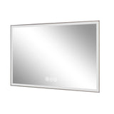 Modern LED Bathroom Vanity Mirror With Aluminum Frame, 45° Beveled Lights, Anti Fog - Silver - Furniture Home Direct