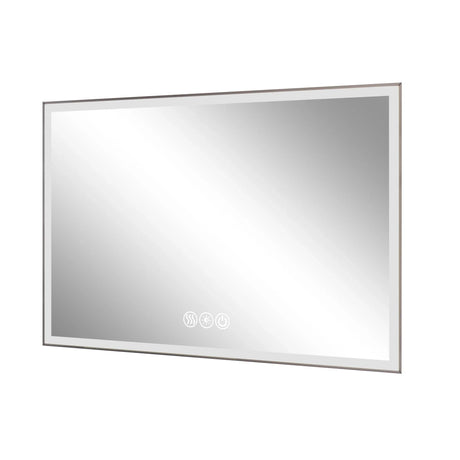 Modern LED Bathroom Vanity Mirror With Aluminum Frame, 45° Beveled Lights, Anti Fog - Silver - Furniture Home Direct