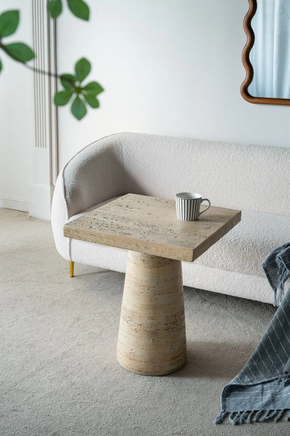 Square Side Table With Pedestal Base - Furniture Home Direct