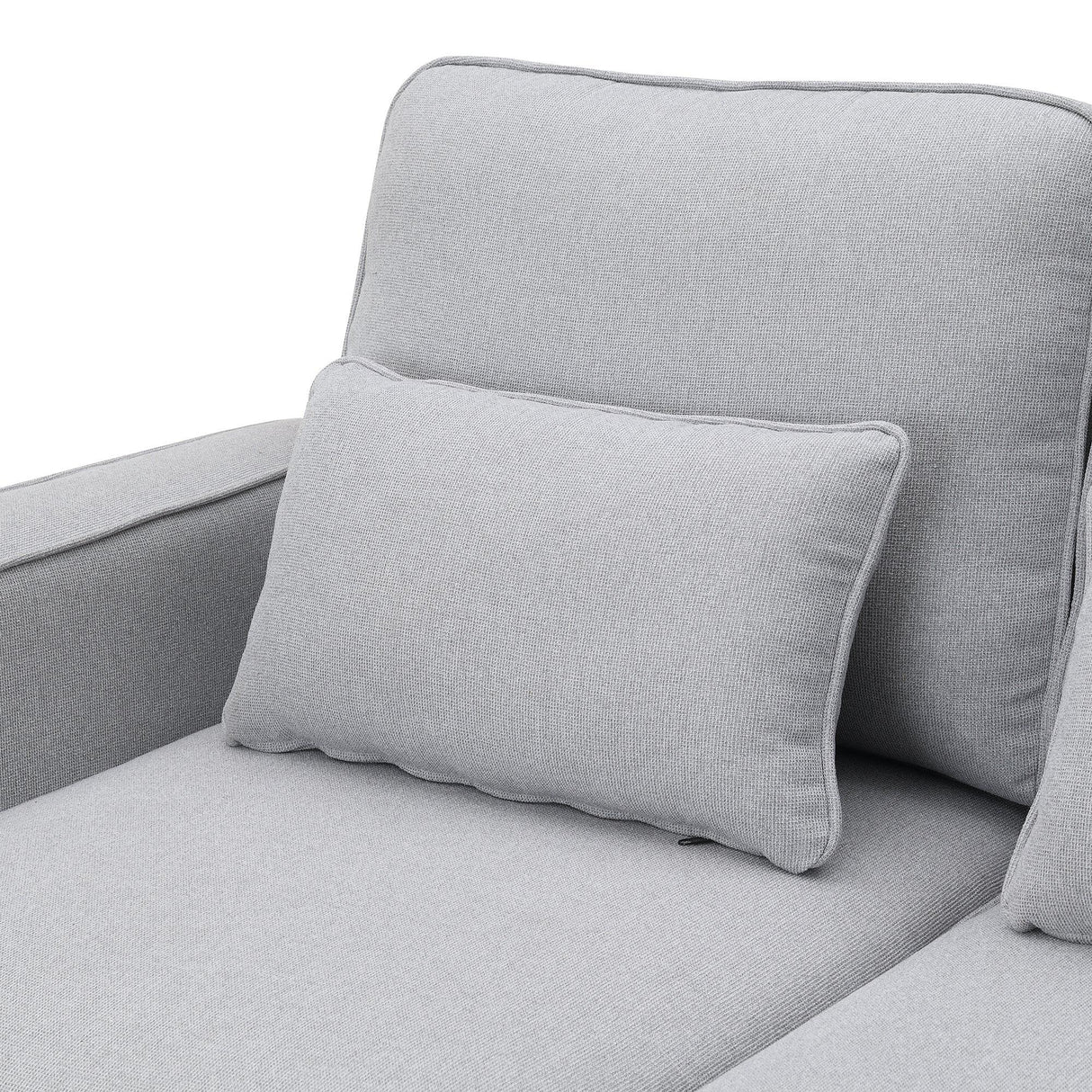 114.2 Sofa With Console 2 Cupholders 2 USB Ports Light Gray - Furniture Home Direct