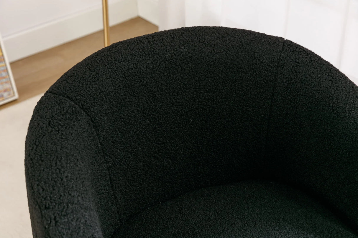 Teddy Fabric Swivel Accent Armchair Barrel Chair With Powder Coating Metal Ring - Furniture Home Direct