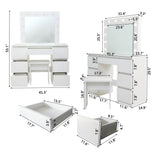 Large Vanity Tables With Mirror And Light - Matte White - Furniture Home Direct