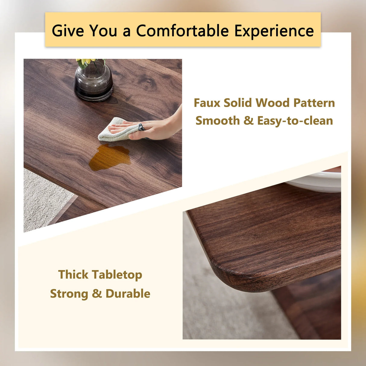 Coffee Table Modern Rectangular Walnut Finish Walnut - Furniture Home Direct