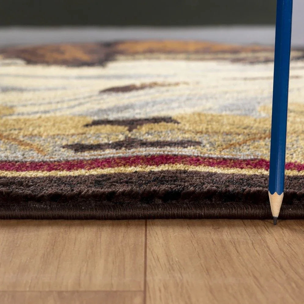 Nature's Nest - 5'3" X 7'3" Lodge Area Rug - Multi, Brown - Furniture Home Direct