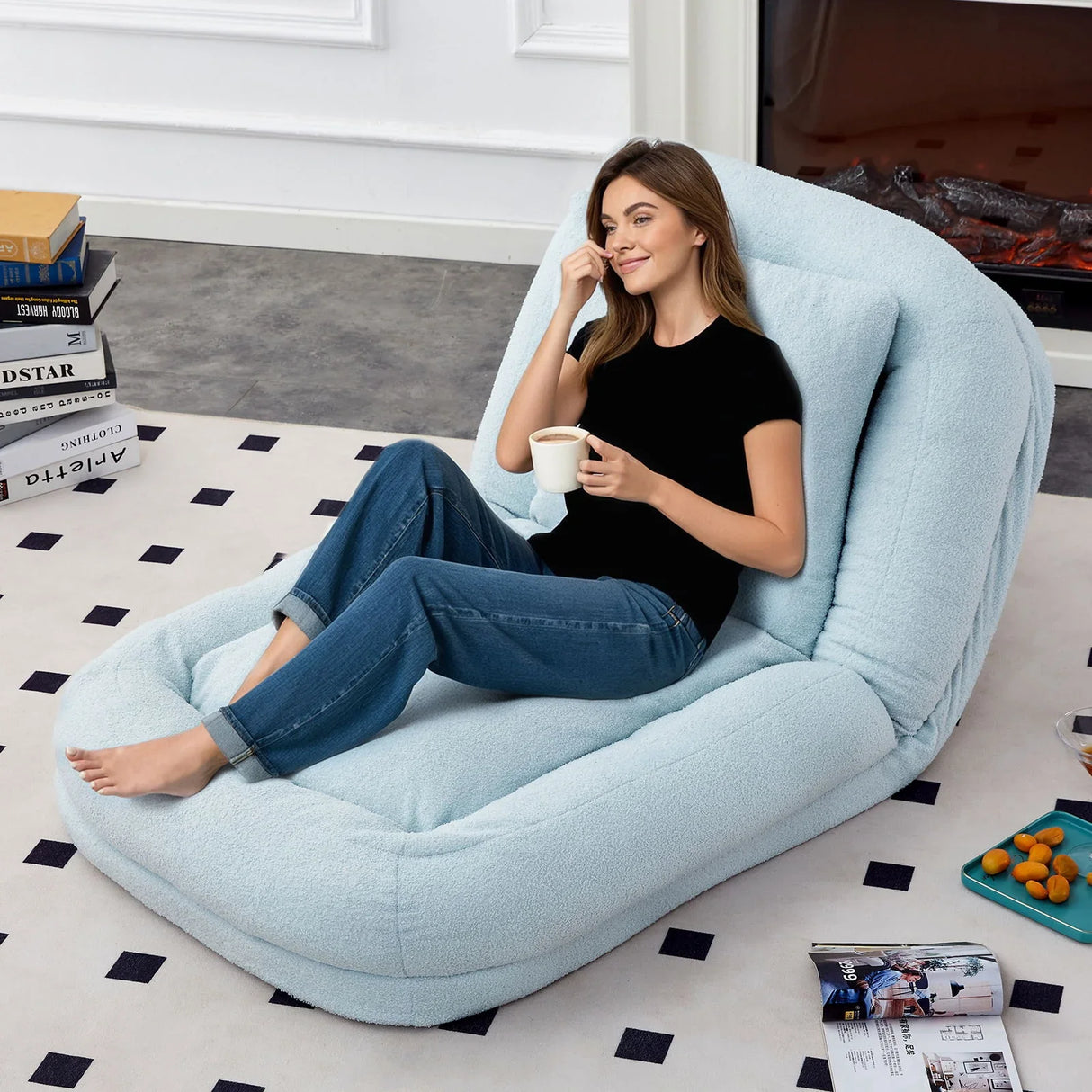 Contemporary Folding Sofa Chair With 5 Adjustable Positions For Gaming, Meditation, And Relaxation - Furniture Home Direct