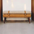 Boucle Leather Bench - Tan - Furniture Home Direct