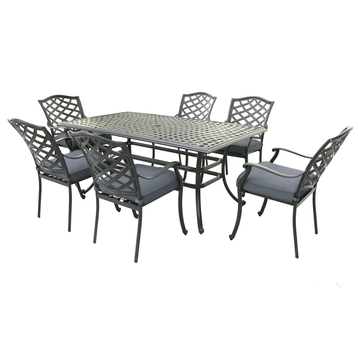 Rectangular Aluminum Dining Set With Cushions - Furniture Home Direct