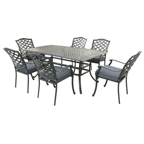 Rectangular Aluminum Dining Set With Cushions - Furniture Home Direct