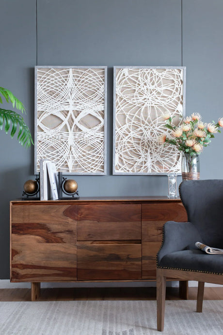 Leaf Shadow Box Wall Decor (Set of 2) - White / Gray - Furniture Home Direct