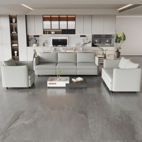 3 Pc Modular living room Set With Different Configurations, Light Gray - Furniture Home Direct