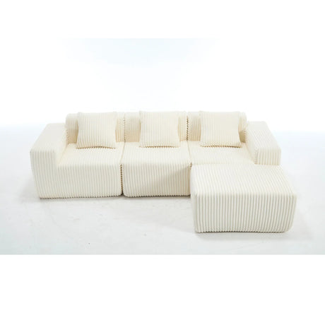 L - Shape Modern Minimalist Modular Sectional Sofa, Upholstered Cloud Couch With Deep Seats - Furniture Home Direct
