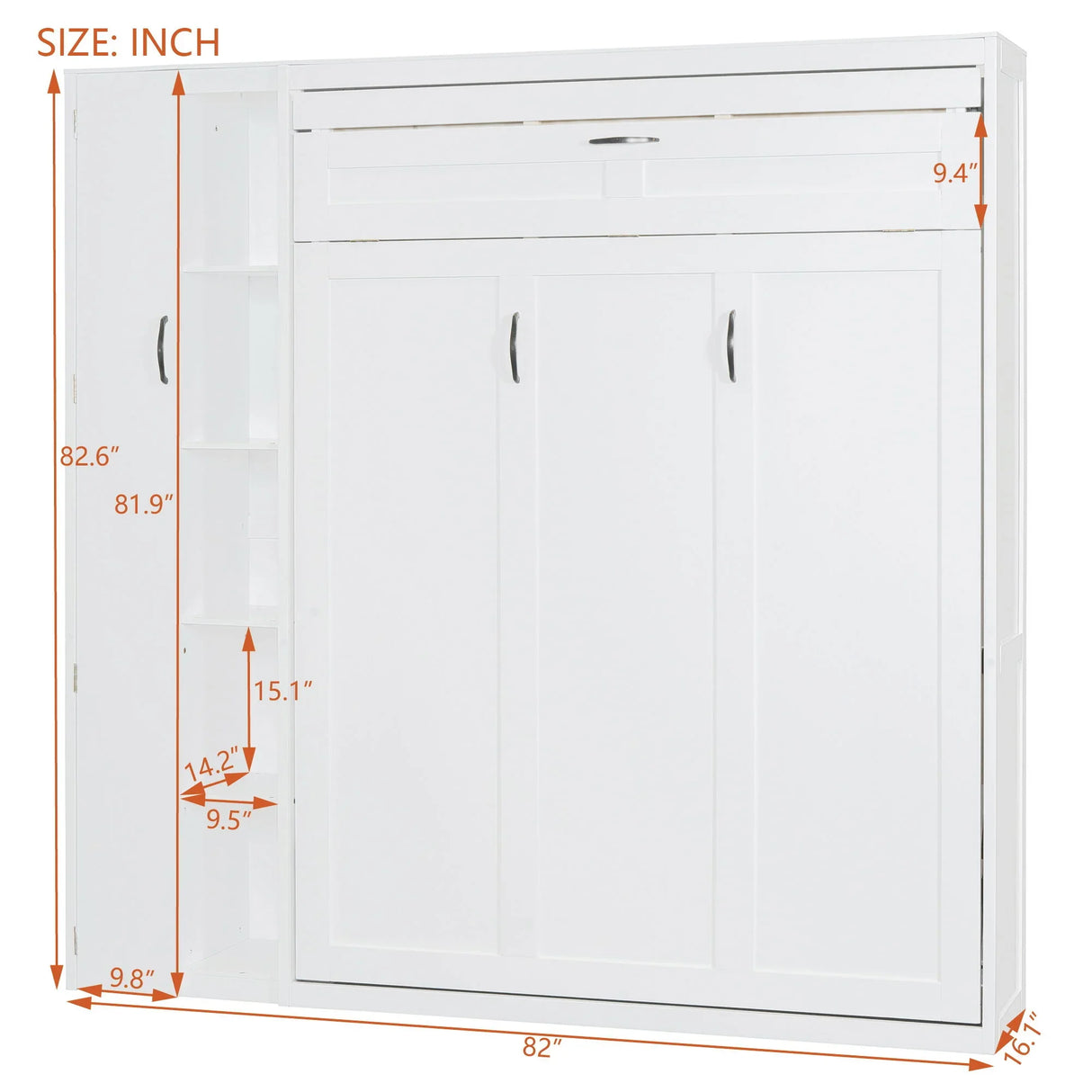 Murphy Wall Bed With Shelves, Wardrobe And LED Lights - Furniture Home Direct