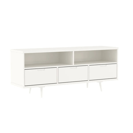 Mid-Century Modern Minimalist 3 Drawer Corner TV Stand For TVs Up To 58 - Furniture Home Direct