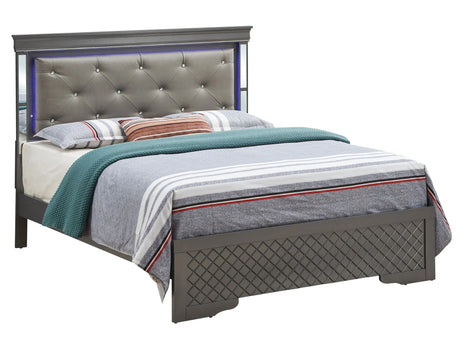 Bed With LED Light Accents Headboard - Furniture Home Direct