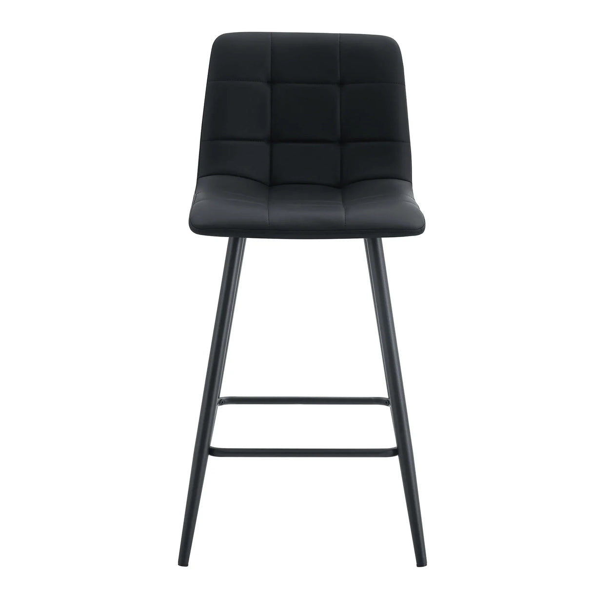Counter Stool Set Faux Leather Tufted Cushions Black - Furniture Home Direct