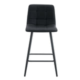 Counter Stool Set Faux Leather Tufted Cushions Black - Furniture Home Direct