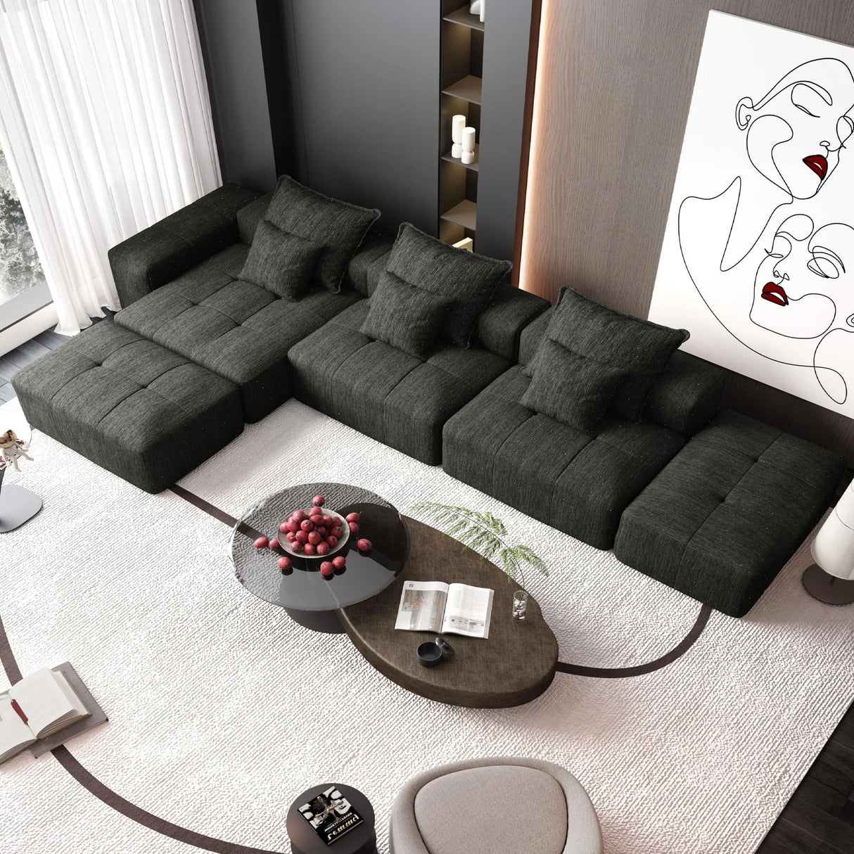 Modern Oversized Diy Combination Modular Sectional Sofa With Pillows - Furniture Home Direct
