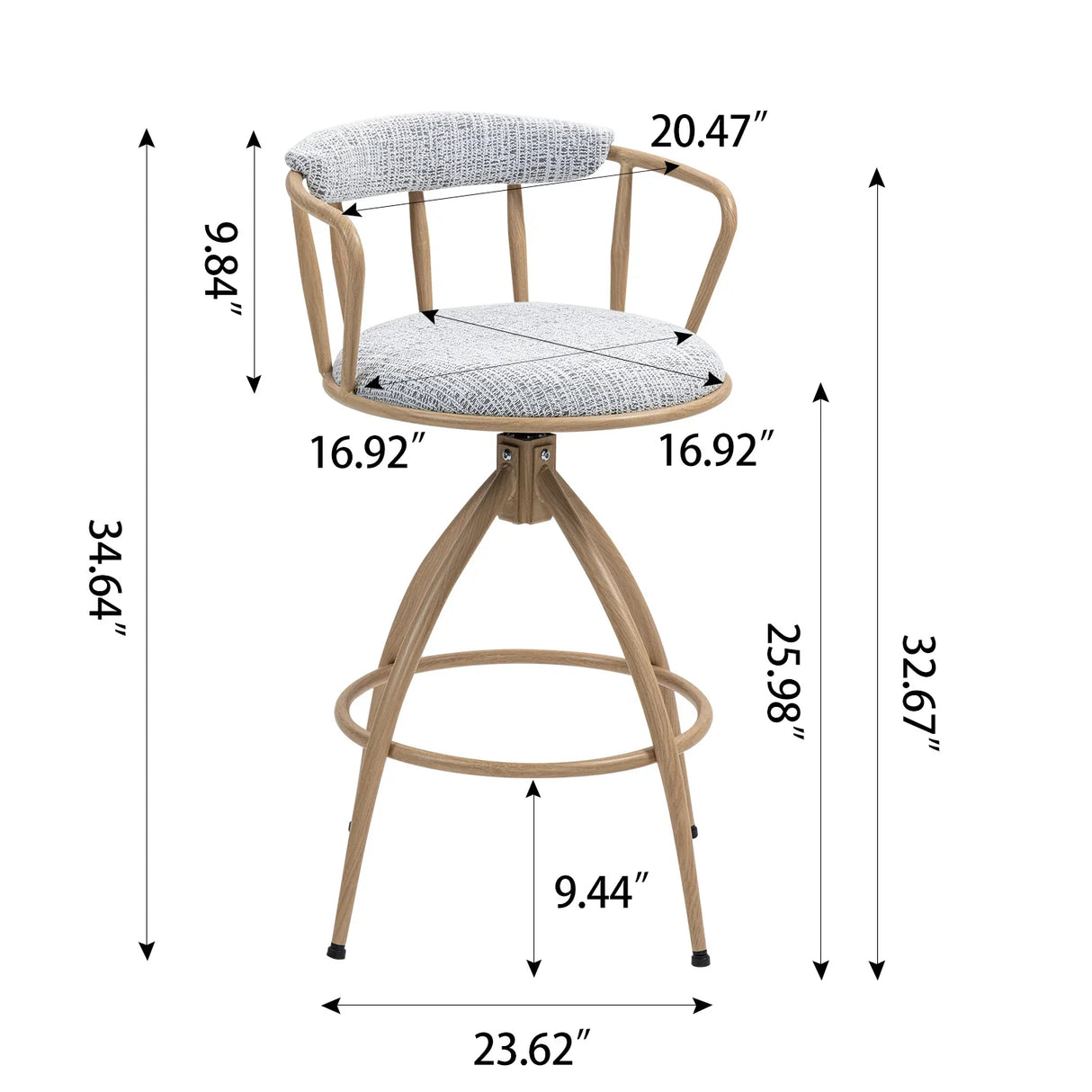 Counter Height Stool Swivel Set Of 2 Open Back Beige - Furniture Home Direct