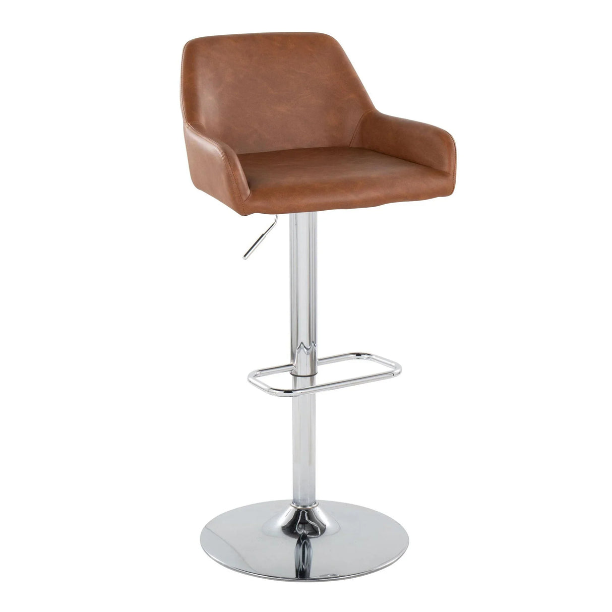 Daniella - Contemporary Adjustable Barstool With Swivel With Rounded Rectangle Footrest (Set of 2) - Furniture Home Direct