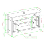 Transitional 2 Door Sideboard With Windowpane Design - Ivory Oak - Furniture Home Direct