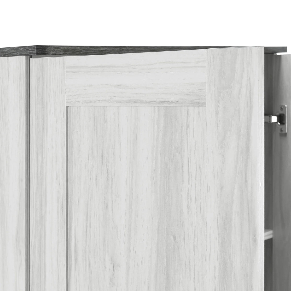 2-Door Wardrobe Armoire with LED and 4 Storage Shelves, Grey - Furniture Home Direct