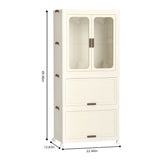 Portable Wardrobe Closet Storage Organizer With Magnetic Doors And Hanging Rod - Cream White - Furniture Home Direct