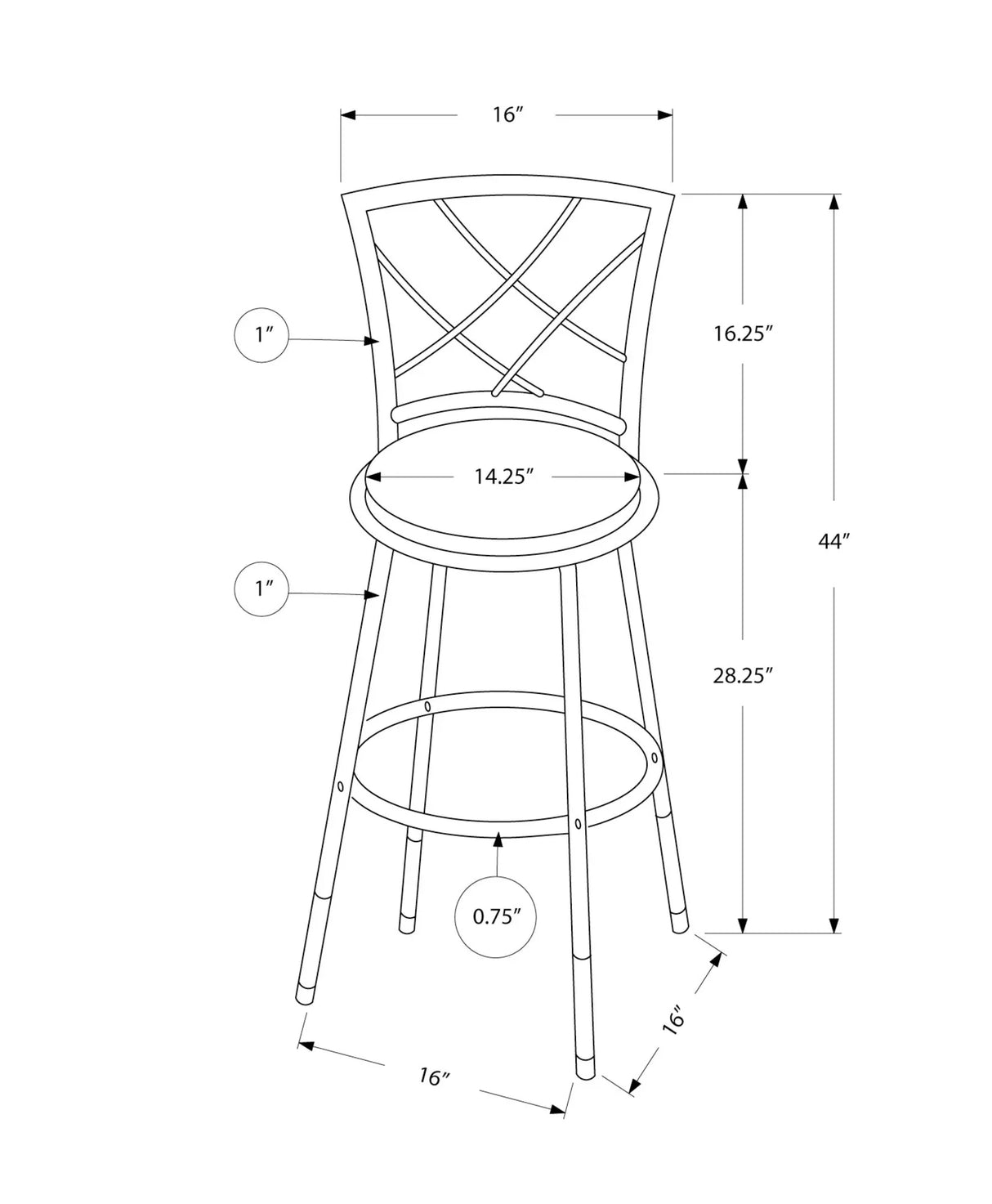 Swivel Stool Bar Height, Contemporary & Modern Style (Set of 2) - Furniture Home Direct