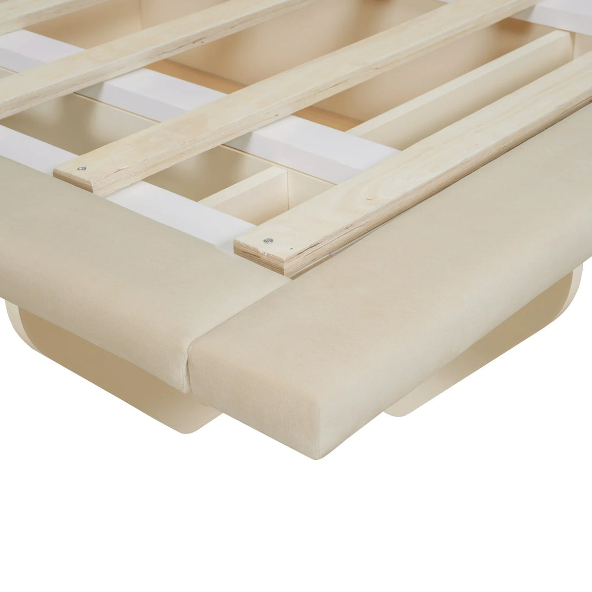 Queen Bed With Upholstered Storage And LED Lighting Beige - Furniture Home Direct
