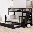 Bunk Bed With Twin Size Trundle, Storage And Guard Rail For Bedroom - Furniture Home Direct