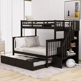 Bunk Bed With Twin Size Trundle, Storage And Guard Rail For Bedroom - Furniture Home Direct