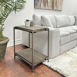 Corbeta - 3 Piece Metal Frame Wood Living Room Coffee Table And 2 Chairside Tables Set, Aged Graphite - Brown - Furniture Home Direct