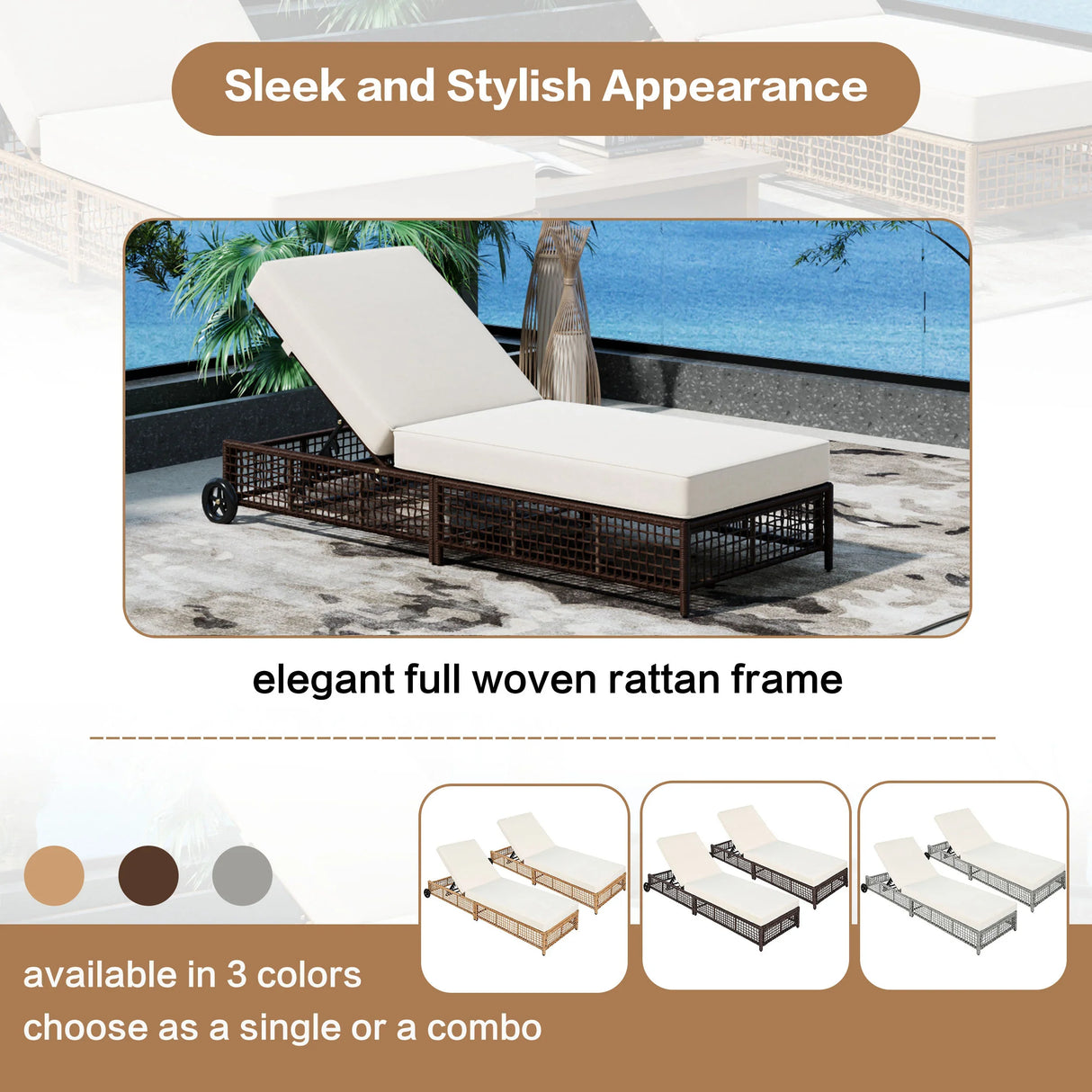 Outdoor Lounge Chair - Beige - Furniture Home Direct