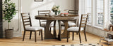 Dining Set Round Table With Four Upholstered Chairs Walnut - Furniture Home Direct
