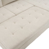 Sleeper Sectional Chenille L Shaped With Chaise Beige - Furniture Home Direct