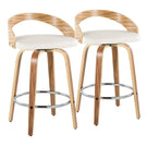 Grotto - Mid Century Modern Fixed Height Counter Stool With Swivel With Round Footrest (Set of 2) - Furniture Home Direct