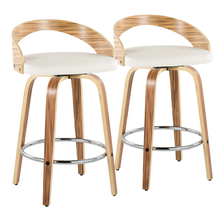 Grotto - Mid Century Modern Fixed Height Counter Stool With Swivel With Round Footrest (Set of 2) - Furniture Home Direct