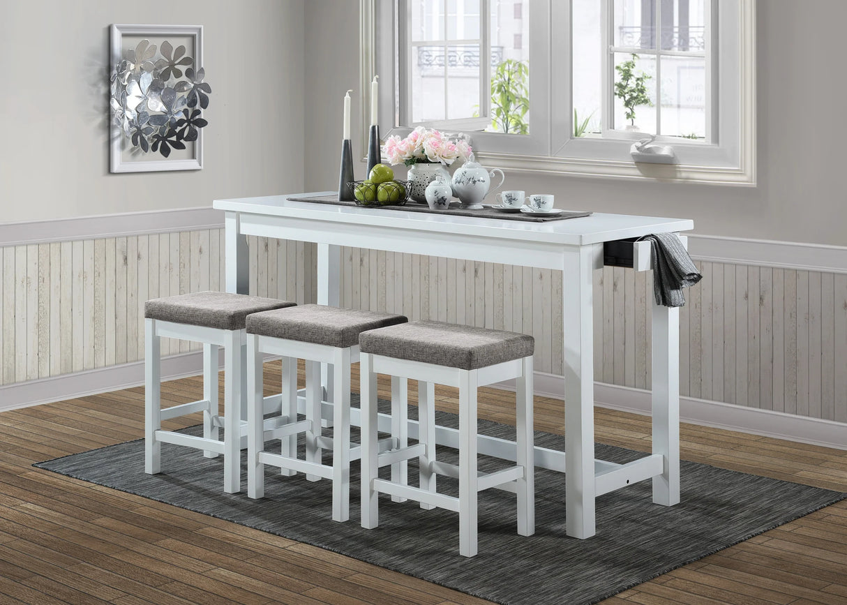 Counter Height Dining Set With USB Ports And Drawer White - Furniture Home Direct