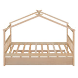 Wooden House Bed With Twin Size Trundle - Furniture Home Direct
