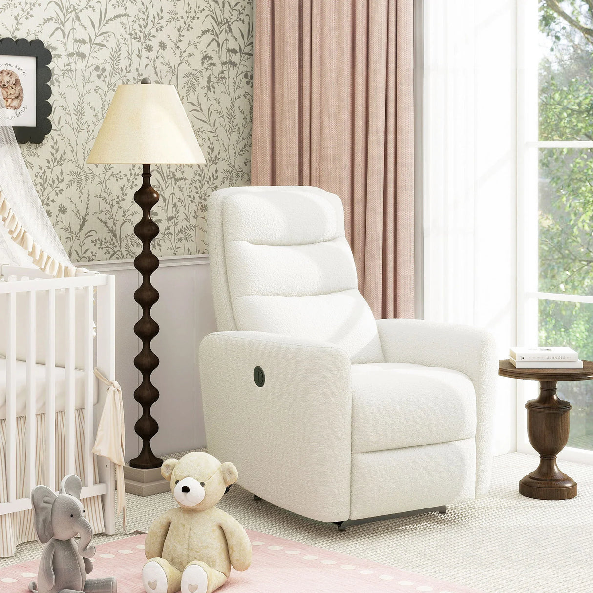 Bloomy - High Back Power Recliner Motion Chair - Chiffon White - Furniture Home Direct