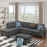 Alger - 98" Wide Left Hand Facing Sofa & Chaise With Ottoman - Furniture Home Direct