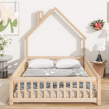 House-Shaped Headboard Floor Bed With Fence - Furniture Home Direct