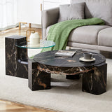 Detachable Double-Decker Black Patterned Coffee Table - Furniture Home Direct