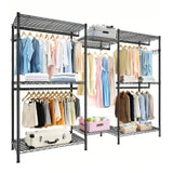 Heavy Duty Garment Rack With 8 Adjustable Wire Shelves And 5 Clothes Rails, Freestanding Closet Organizer Metal - Black - Furniture Home Direct