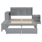 Platform Bed With Multi Functional Storage Space, Nightstand, 2 Drawers, USB Ports And Desk - Furniture Home Direct