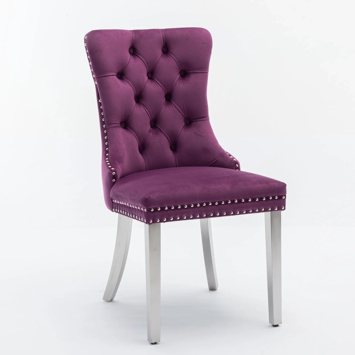 Nikki - Modern, High-End Tufted Solid Wood Contemporary Velvet Upholstered Dining Chair With Chrome Stainless Steel Plating Legs, Nailhead Trim (Set of 2) - Furniture Home Direct