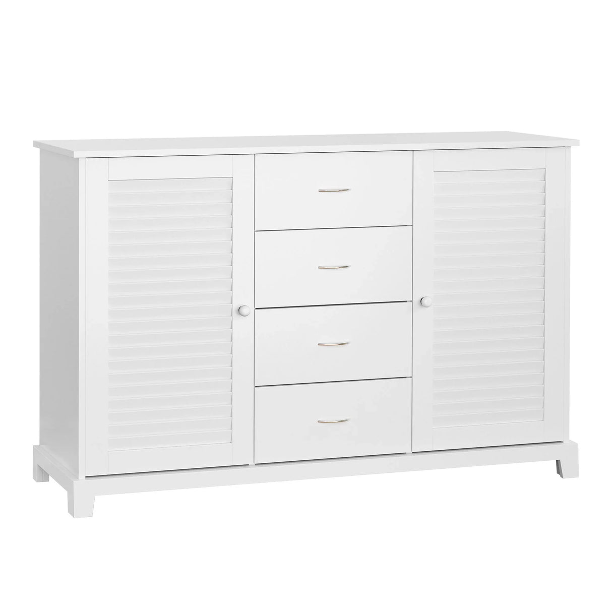 Homcom - Sideboard Buffet Cabinet, Kitchen Cabinet, Coffee Bar Cabinet With 4 Drawers And 2 Louvered Doors For Living Room, Kitchen - White - Furniture Home Direct